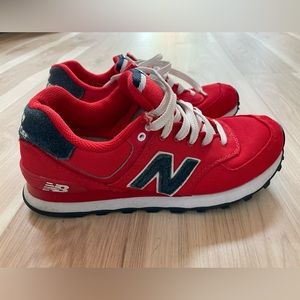 NEW BALANCE 574 WL574POR Women's Running Shoes Pique Polo Red/White/Navy Siz 7.5